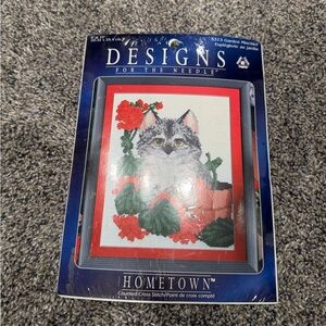Cat Cross Stitch Kit - Red and Green